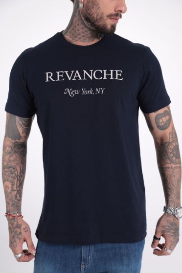 Camiseta Masculina Manga Curta Estampada Revanche New York NY AZUL MARINHO ULTRA