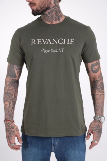 Camiseta Masculina Manga Curta Estampada Revanche New York NY VERDE MUSGO