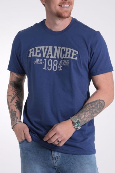 Camiseta Masculina Manga Curta Bordada High Quality-CT.MAS.00212 AZUL ESCURO