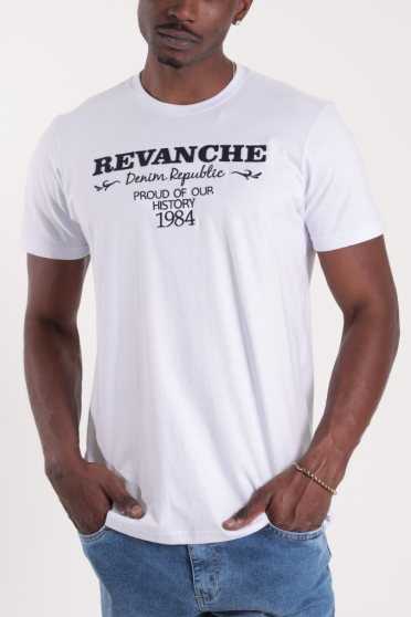 Camiseta Masculina Bordada Denim Republic Revanche-CT.MAS.00216 BRANCO