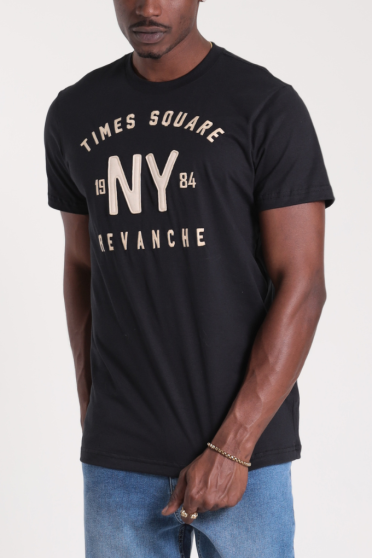 Camiseta Masculina Manga Curta Bordada Times Square Revanche -CT.MAS.00217 PRETO