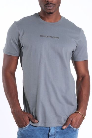 Camiseta Masculina Manga Curta Estampada Revanche Jeans-CT.MAS.00219 CINZA CHUMBO