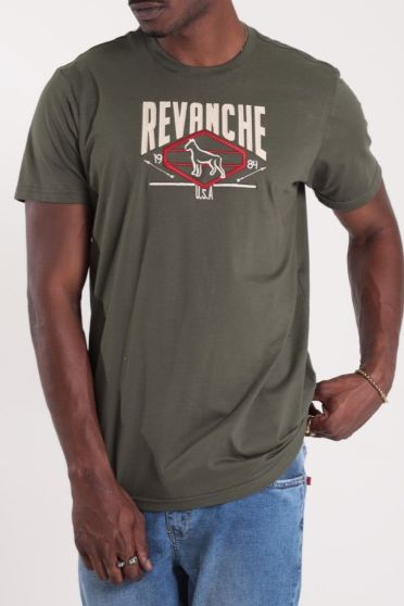 Camiseta Masculina Manga Curta Bordada Revanche USA-CT.MAS.00221 VERDE MUSGO