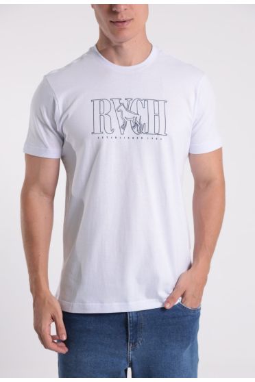 Camiseta Masculina Malha Estampada 100% Algod&atilde;o - CT.MAS.00226 BRANCO