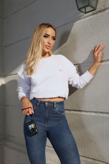 Blusa de Moletom Felpado e Bordado Feminina Revanche Anyama BRANCO