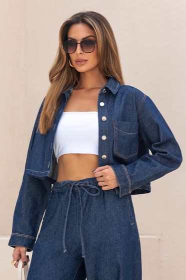 Jaqueta Jeans Cropped Feminina Revanche Melitene UNICA