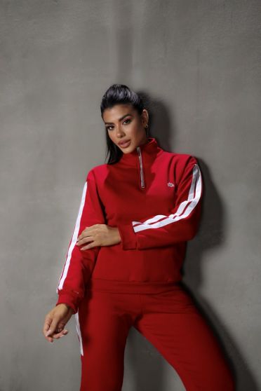 Blusa De Moletom Com Zíper Coroa Bordado Feminina Revanche Solânea BORDO