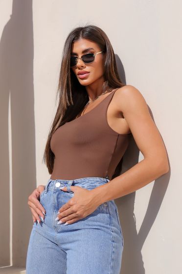 Regata Cropped Feminina Revanche Milevo MARROM