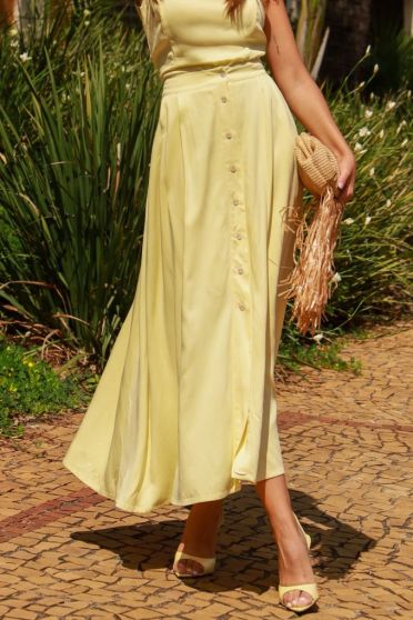 Saia Midi Feminina Revanche Dafne AMARELO CLARO