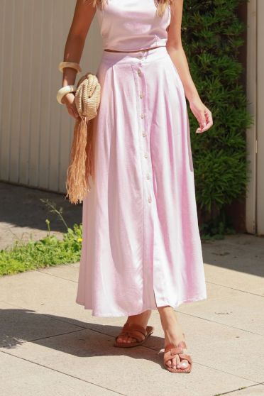 Saia Midi Feminina Revanche Dafne ROSA CLARO