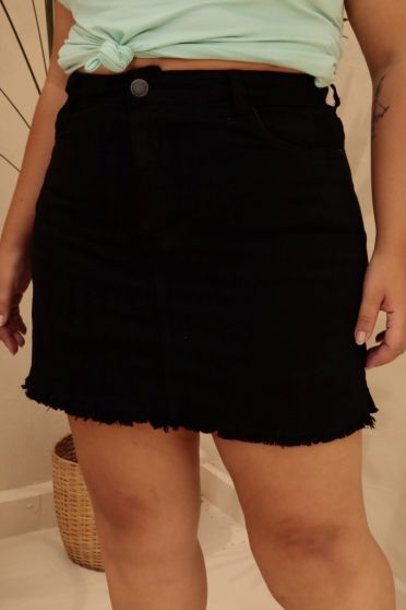 Saia Shorts Color Com Barra Desfiada Feminina Revanche Brejetuba PRETO