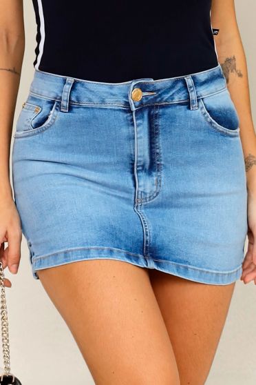 Saia Shorts Jeans Barra Normal Feminino Revanche Anânia UNICA