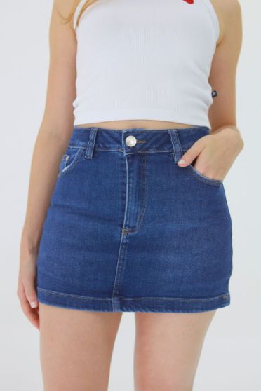 Saia Shorts Jeans Feminino Revanche Lesoto UNICA
