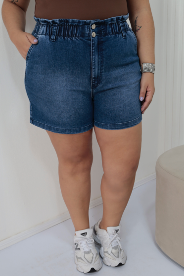 Shorts Jeans Elastico No Cos Curvy Feminino Revanche Carcábia UNICA
