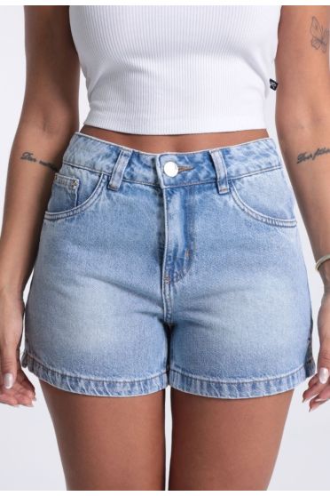 Shorts Jeans Boyfriend Com Abertura Lateral Revanche - SH.FEM.00138 AZUL