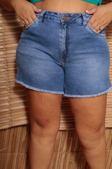 Shorts Jeans Boyfriend Curvy Feminino Revanche Mersin Azul