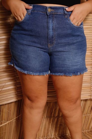 Shorts Jeans Com Elastico Costas Curvy Feminino Revanche Polatl UNICA