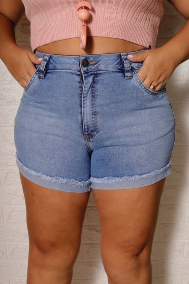 Shorts Jeans Com Elastico Personalizado No Cós Curvy Feminina Revanche Kolda UNICA