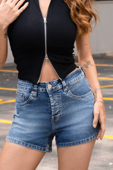 Shorts Jeans Boyfriend Feminino Revanche Norsup Azul