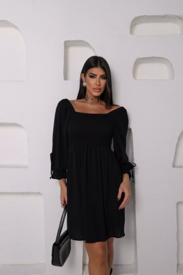 Vestido Curto Manga Bufante Feminino Revanche Nivala PRETO