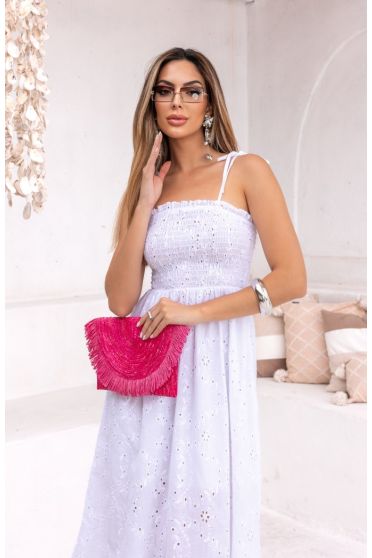 Vestido Midi Franzido Feminino Revanche Requínoa BRANCO