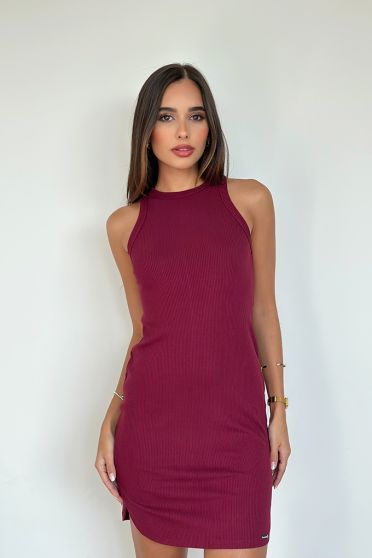 Vestido canelado feminino Revanche Vanini VINHO