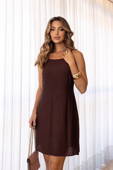 Vestido Curto Com Lastex Feminina Revanche Matiana MARROM