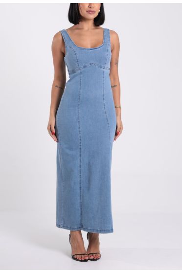 Vestido Longo Jeans Com Recortes Revanche - VT.FEM.00057 UNICA