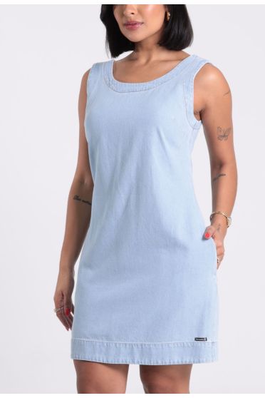 Vestido Jeans Com Zíper Nas Costas E Bolsos Laterais Revanche-VT.FEM.00063 UNICA