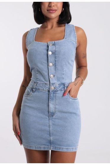 Vestido Jeans Curto Feminino Com Pence - VT.FEM.00066 AZUL