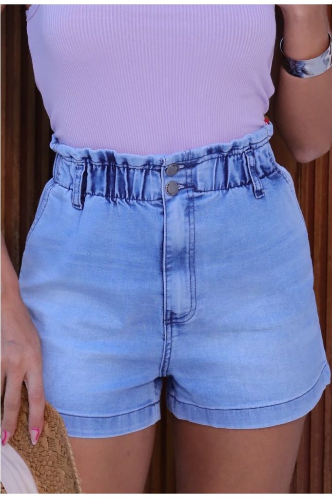 Shorts jeans com elastico hot sale feminino